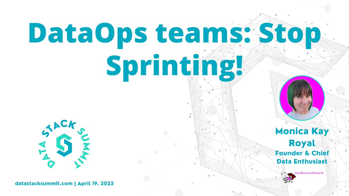 DataStackSummit's tweet image. We can't wait for Wednesday when Monica Kay Royal returns for #datastacksummit to share her thoughts around #dataops feasibility. See her talk live on 4/19 at datastacksummit.com #dataengineering