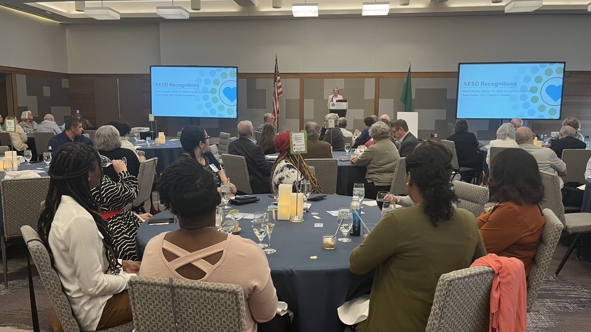 The NCESD Board of Directors and staff attended the annual <a href="/wa_esds/">Washington AESD</a> Conference this week in Renton, WA. NCESD Board Past Chair, Marcia Henkle, serves as the Vice President of the AESD Executive Board and stepped on stage during the Awards Banquet to celebrate retiring ESD staff.