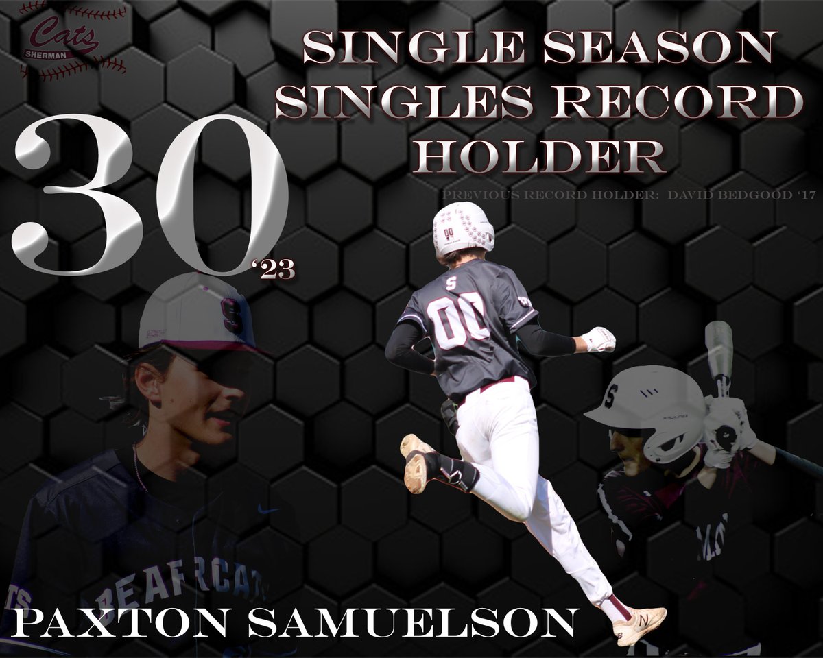 Another Record Falls!  Congratulations to <a href="/PaxtonSamuelson/">Paxton Samuelson</a> for breaking the Single Season Singles Record previously held by <a href="/David_bedgood9/">David Bedgood</a> from 2017.  Huge accomplishment to reach with 5 games still to play in the regular season.