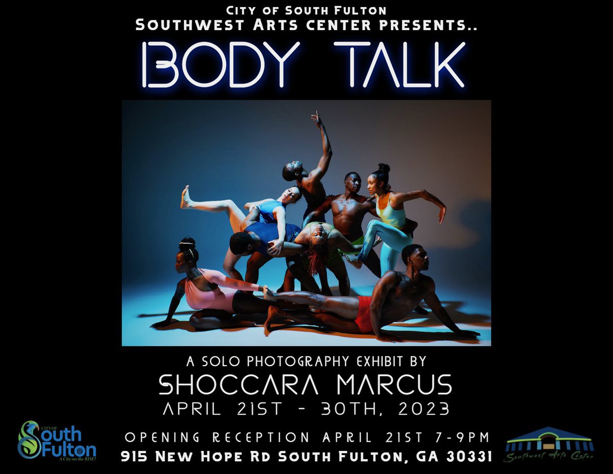 Shocphoto's tweet photo. Are y’all ready for DANCE WEEK? 
Well let me help y’all prepare by stopping by my photo exhibition entitled, BODY TALK at Southwest Arts Center.
Next Friday April 21st is the opening .

#shocphoto #dance #blacefemalephotographer #dancephotographyexhibit #atlphotographer #atlanta https://t.co/XRjkfnjsPt