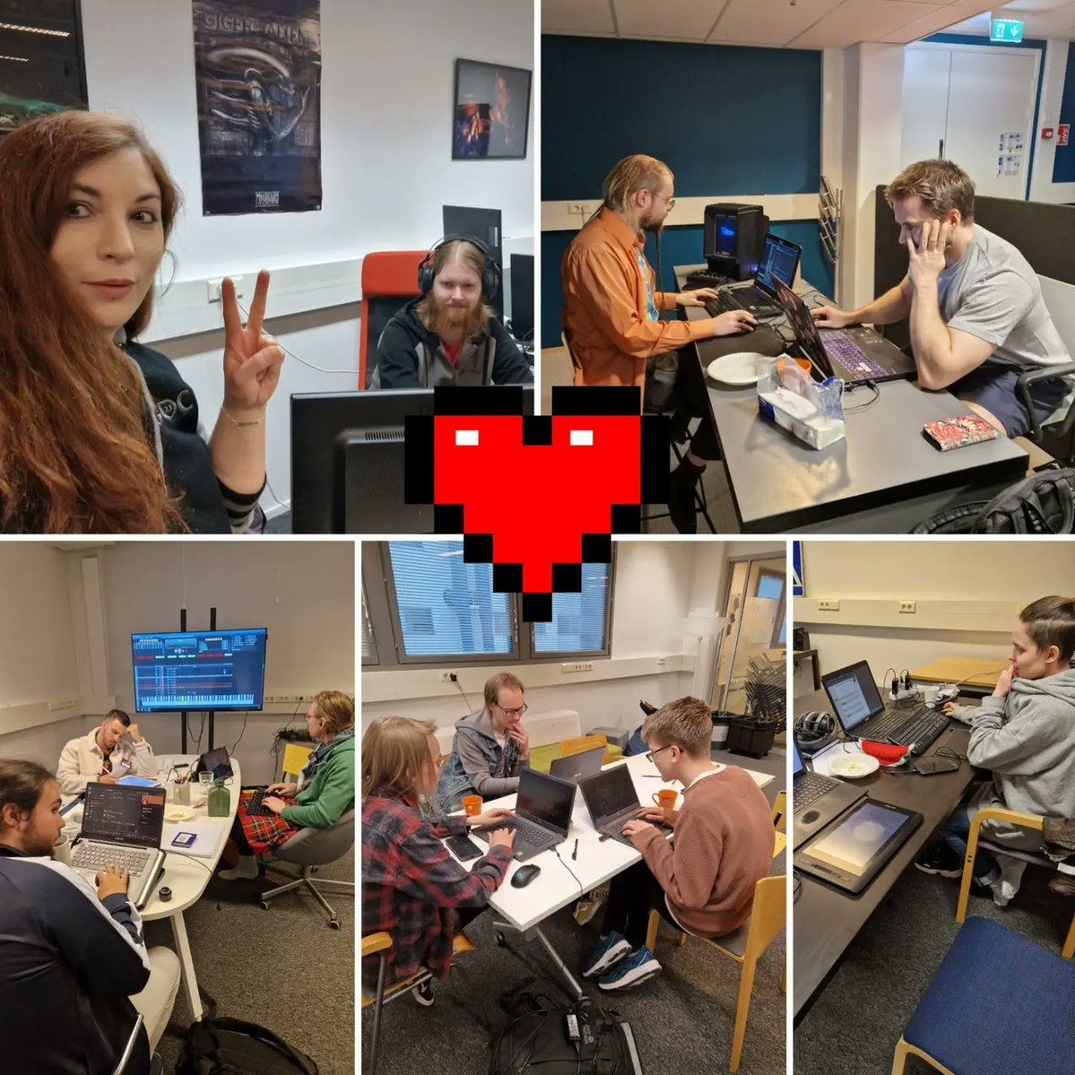 NatashaSkult's tweet photo. Not that often one can put 100 candle(s) on the cake, what a glorious day 🎉
HUGE CONGRATS to @Zhamul for marking his 100th game jam in his career, and as part of Retro Game Jam 2023 at The HIVE - Turku Game Hub 👏❤️🎊
#100 #gamejam #retrogamejam #retrogames #gamedev #indiedev https://t.co/53ESqcounL