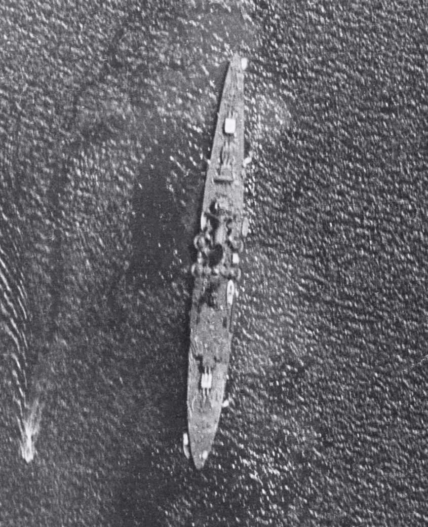 Date: February 04, 1943. Location: The Balgai Bay, Papua New Guinea. Event: IJN heavy cruiser Kumano 熊野 is anchored off Kavieng before departing for the Naval Base Truk Lagoon. Current status: Illegally scrapped; minor debris at appr. 15°47′00″ N, 119°48′40″ E, depth of 40 m.