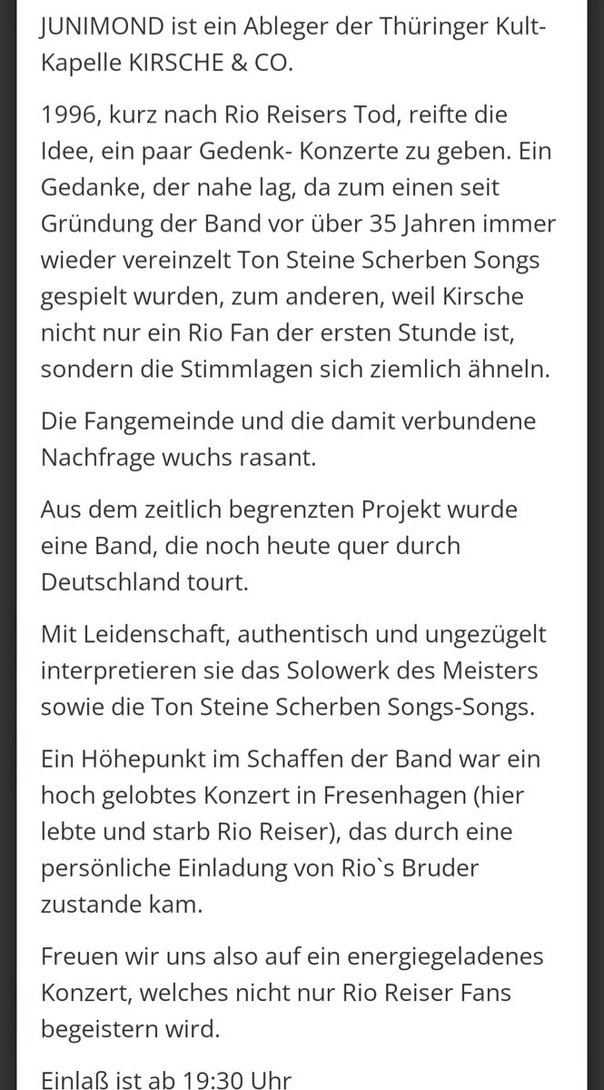 kristallnaach's tweet photo. Wo ich heute leider🤒leider nicht bin..
auf der #RioReiser💕Party #Junimond
😝 Kirsche&Co 😍 #LiveKonzert🤘
#KirscheundCo #Schlachthof #BSE https://t.co/ca7pUKETpn
