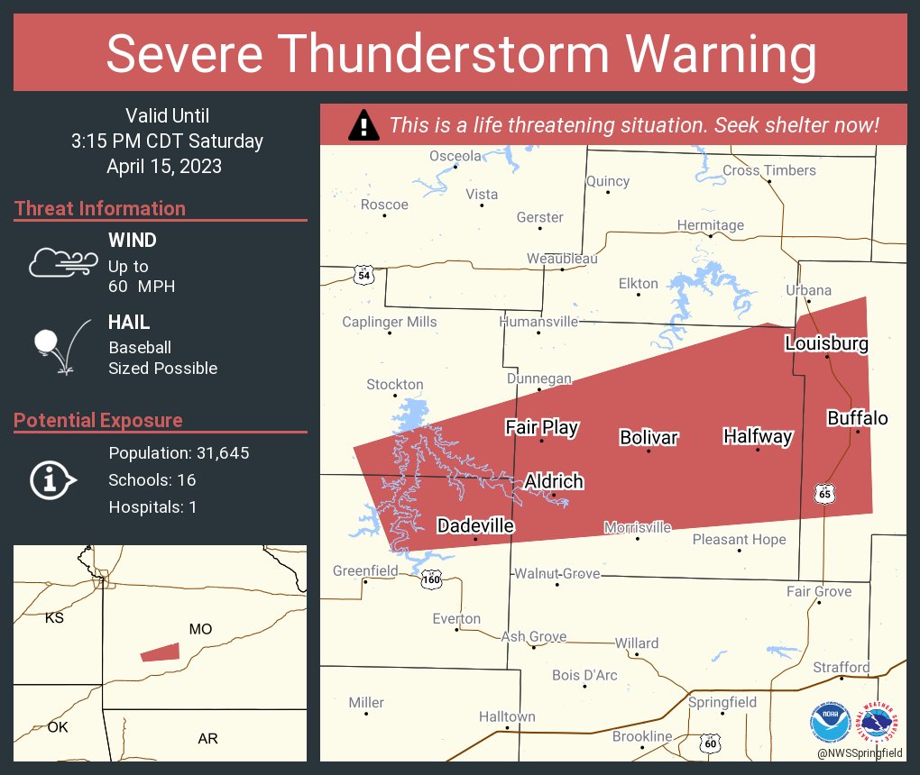 NWS Severe Tstorm on Twitter "Severe Thunderstorm Warning including