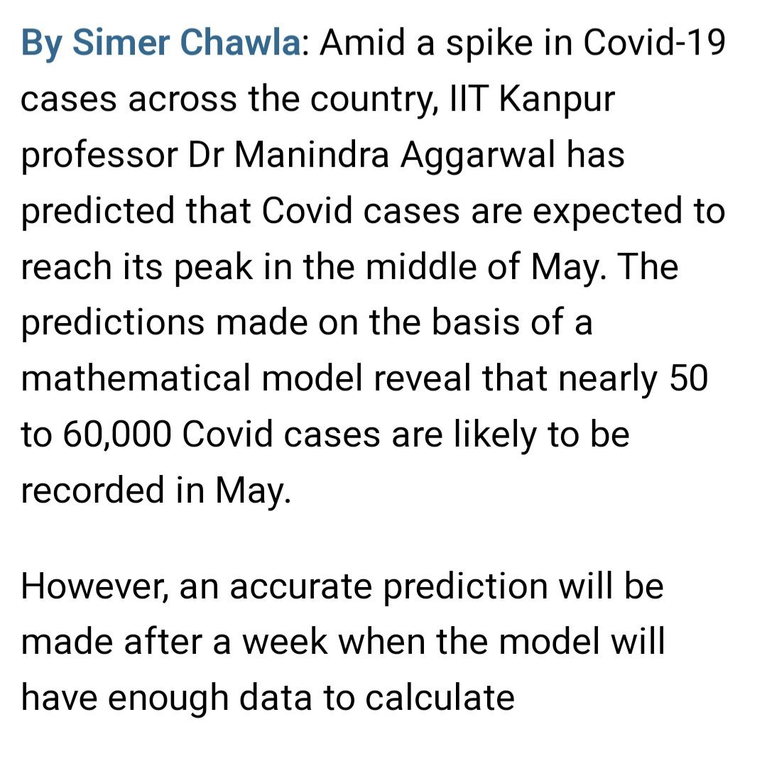 subhash97367244's tweet photo. IIT kanpur professor Dr manindra aggarwal has predicted that covid cases are expected to reach 50 to 60000 covid cases per day. 
#postponeneetug2023
#saveneetugstudents https://t.co/H7JHhNb5qJ