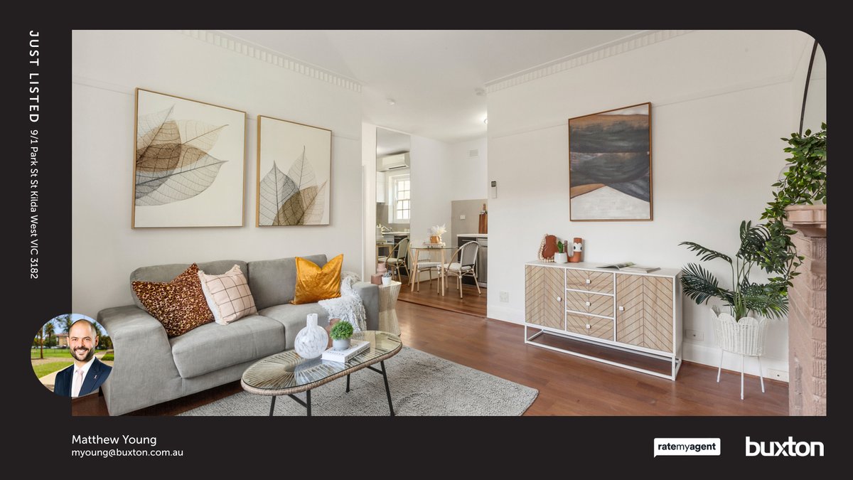 🛌 1 🛀 1
📍 9/1 Park St, St Kilda West, VIC, 3182

My latest listing on RateMyAgent.

rma.reviews/6WvV6sbMtqRT

...
#ratemyagent #realestate #Buxton_Port_Phillip__St_Kilda