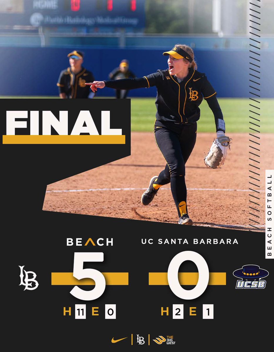LBSUSoftball's tweet photo. The Beach with the 5-0 WIN to take the 2nd game of the series versus UCSB! 💪 

Back at it tomorrow to close out the series! 

#GoBeach https://t.co/GJAP0mWL0P