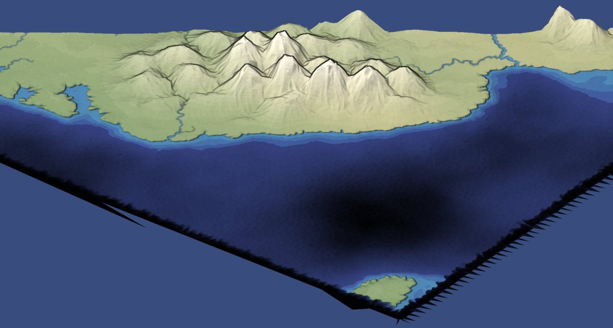 redblobgames's tweet photo. Turns out this has been a problem for a long time, and there are *many* related bugs that I'm now discovering (seven so far). For example you can see this jagged edge yourself if you zoom out and rotate the #mapgen4 map. The edge should be smooth. Boundary points all messed up. https://t.co/7ioZfzgI7R