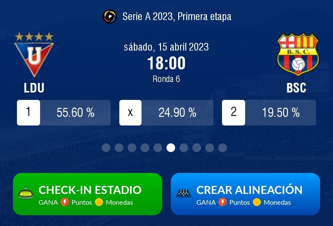 LDU_Oficial's tweet photo. ¿Estás en el #EstadioRodrigoPaz? ¡Haz Check-in en la #LDUApp y suma 999 puntos para la próxima temporada de puntos de #FanDelMes!
📱https://t.co/sVs0Tb5Esc
🆚 #LIGABarcelona https://t.co/rRaExykZx3
