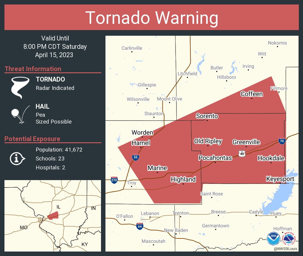 NWS Tornado on Twitter "Tornado Warning including Highland IL