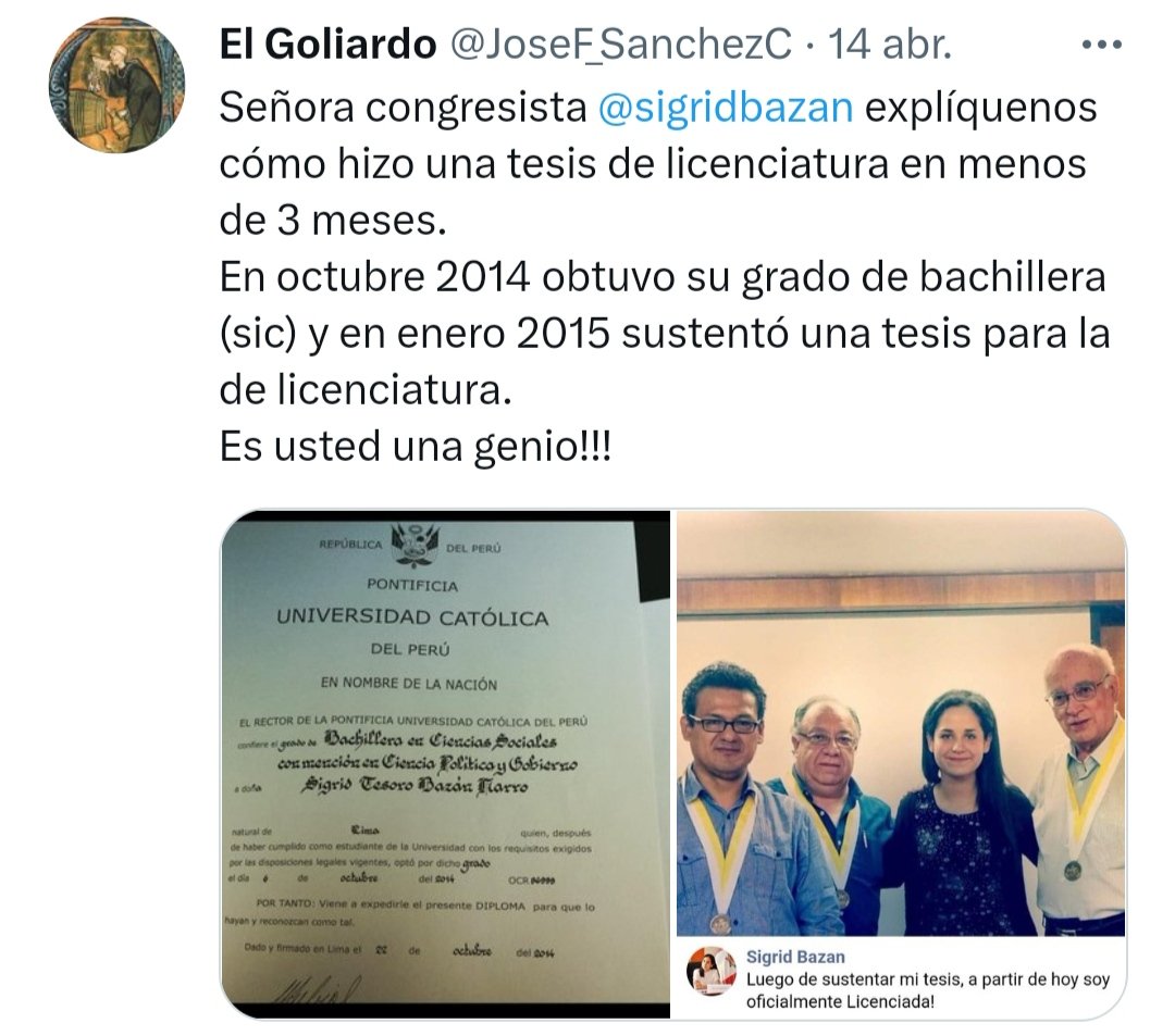 Giannar22609282's tweet photo. @CTANews_ @Vero_Mendoza_F @ABC @bbcmundo @CNNEE @dw_espanol @nytimeses @gaceta_es @ddmexico @IntFeministaIF @InfoMarrueccos @UniNoticias @weblaindustria @ROApuno @RadioPublicaPE @PachamamaRadio_ @InfoandesPe @cusconoticias @NoticiasSER @RadioYaravi @tudiariohuanuco @elnuevodiarioca @elnuevoherald @ozonotelevision @TVCosmosPeru @cajamarcareport @radiouno_pe @RccTacna @MSNBCDaily @HBANoticiasaqp @MSNMex @ArequipaAlDia @aqpnoticias @CuscoNoticiasP @TUMBES21 #Sigrid=Soborno+Tesis falsa ?!

Sigrid, hizo avión a pinochas: #Huilca y #Glave ?!

@Xileone @WaltCzek @CcorrienteW @timesofindia @IndianExpress @htTweets @gujratsamachar @TNNavbharat @Aunaperu @SocialismoNMas @IzquierdaPe @PianoNocturno @PanamaAmerica @Foro_MAD @dplatinoamerica https://t.co/vaA37ndECF