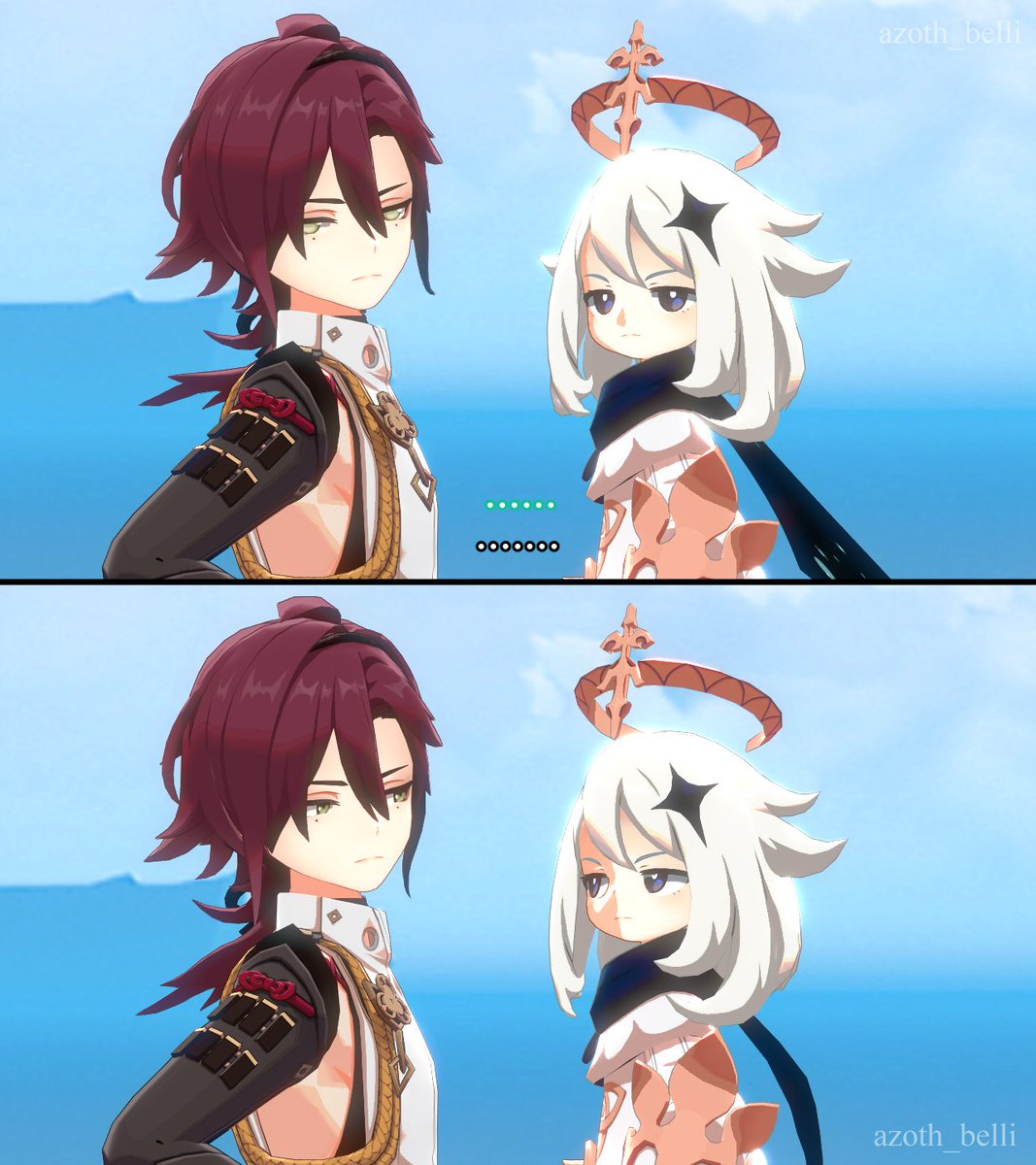 azoth_belli's tweet image. Little comic or whatever about a specific scene from my fanfic because I missed doing silly xiaoae comics and I enjoyed writing that scene🗿

#XiaoAether #xiaother #xiaoether #xiaoae