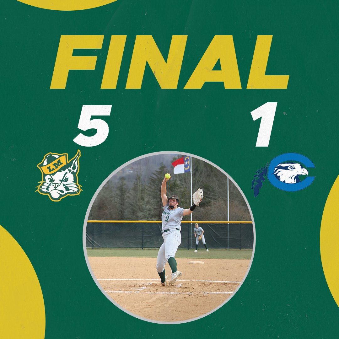 LMCBobcats's tweet photo. BOBCATS WIN!!
@LMC_Softball completes the sweep of Chowan this afternoon with a 5-1 victory in game two. Head Softball Coach Kendall Fuller also recorded her 100th career coaching victory today.

#BEmore | #GoBobcats https://t.co/PWyBLGRBr2