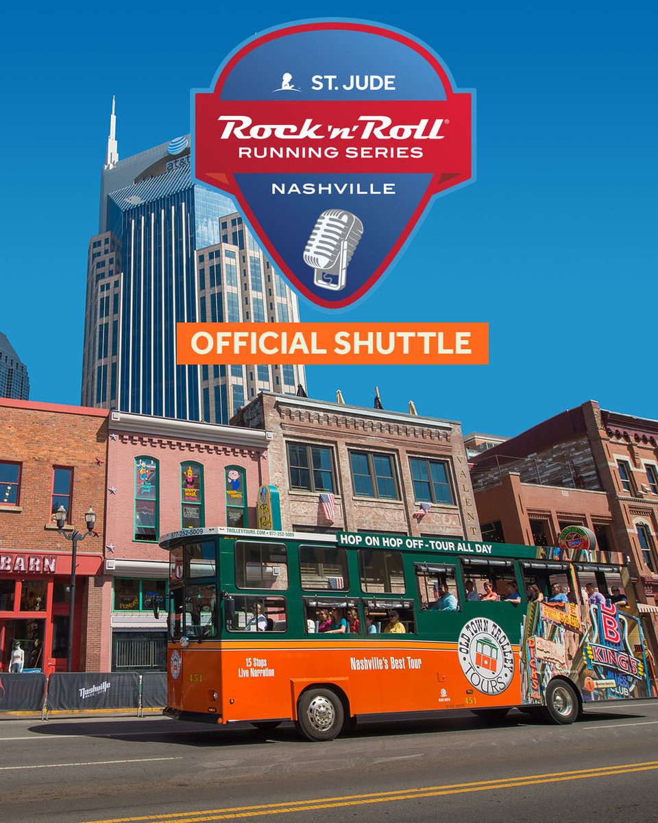 nashtrolley's tweet photo. We’ll pick you up from Holiday Inn Vanderbilt, take you to the start of the race &amp; back, all in historic Nashville style! 🎸🧡  https://t.co/eQBN4r0g8v https://t.co/nGiNE2HKAw