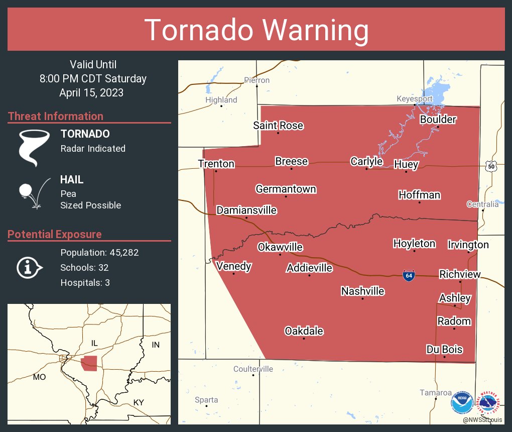 NWS Tornado on Twitter "Tornado Warning continues for Breese IL, New