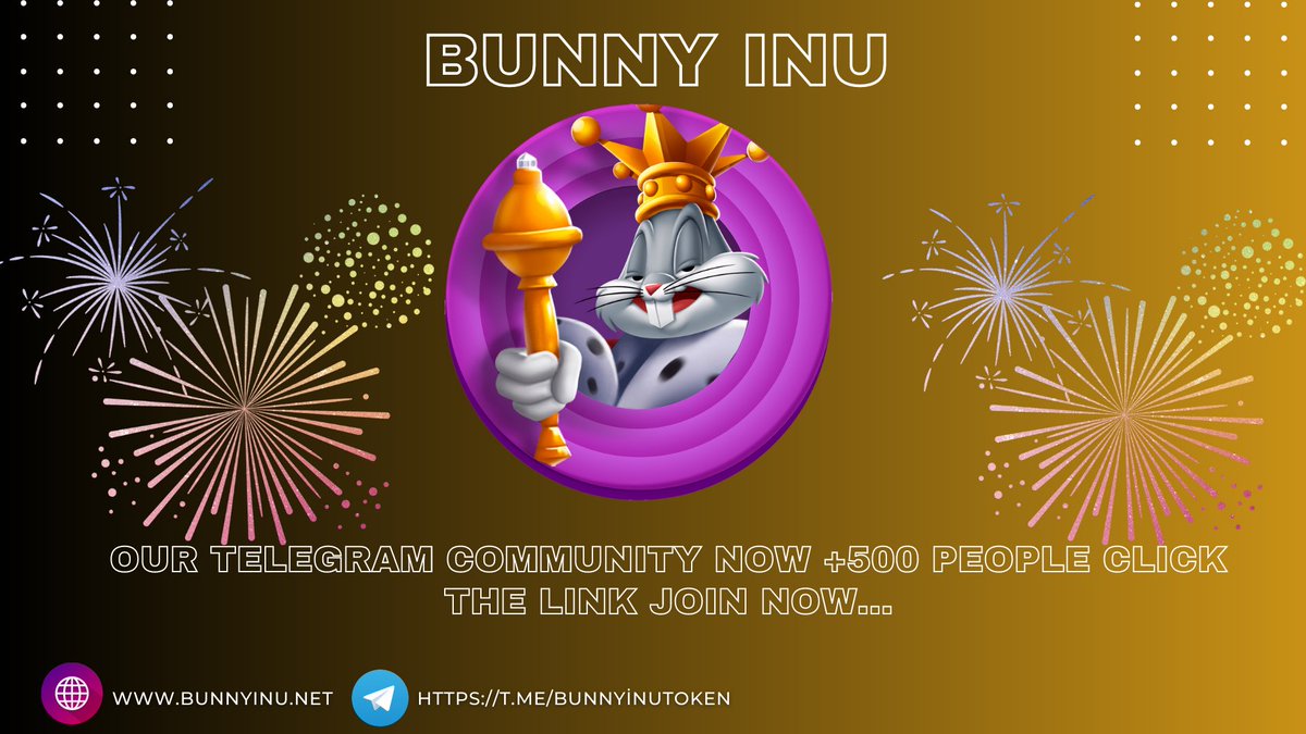 🎇🎇OUR BUNNY INU COMMUNITY IS NOW +500 PEOPLE. CLICK THE LINK TO SUBSCRIBE... 🔥🔥🔥🔥🔥

t.me/bunnyinutoken 👈