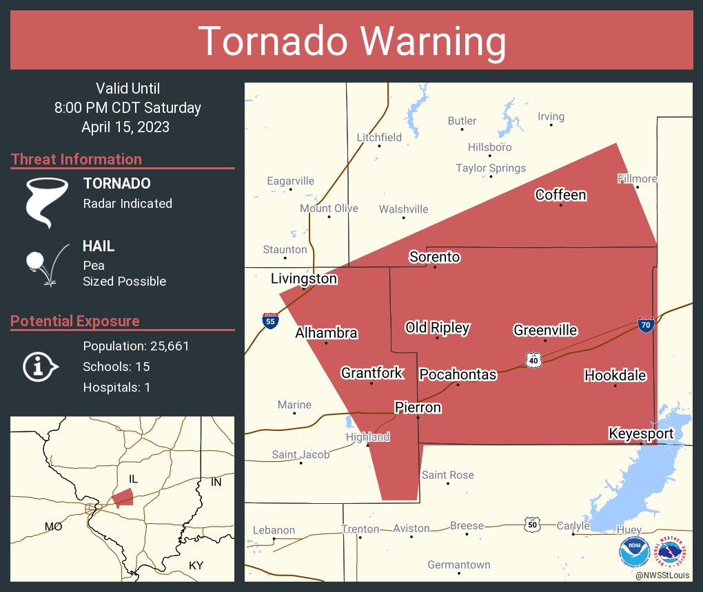 NWS Tornado on Twitter "Tornado Warning continues for Greenville IL