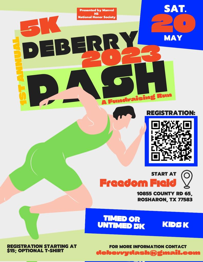 ManvelMavs_XC's tweet photo. Manvel High School NHS is hosting a 5k fun run and a kids 1k fun run at Freedom Field, Saturday, May 20th. 

All of the proceeds goes to help the Deberry family as their son is battling cancer! He's got a long road ahead of him and any little bit helps. 
#HokaHey @ManvelHS https://t.co/fGZ4rGz6BU