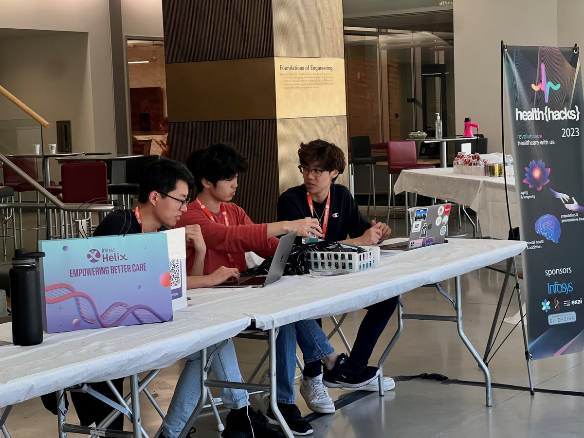 InfosysAmericas's tweet image. From brainstorm to breakthroughs: Day 2 of @joinhealthhacks is in full swing at @Stanford! Students ideating and fueling the future of healthcare. infy.com/3zuvFAK @Infosys @InstepInfosys #InfosysHelix #HealthHacks #InfosysInstep #EmpoweringBetterCare #InnovationChallenge