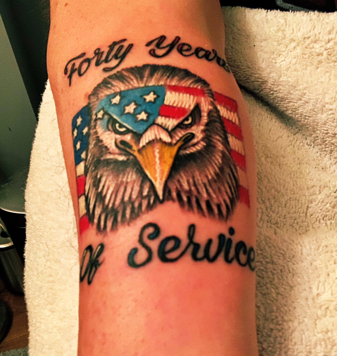 Ohiogabulldog's tweet photo. In honor of G Day and since I needed something to do until 4 pm I decided to get the Natty Power G updated with 2022 and while in the chair added another tat to my military arm

Hope it’s a safe and productive G Day

#GoDawgs #USAFRetired https://t.co/3V80f3ohna