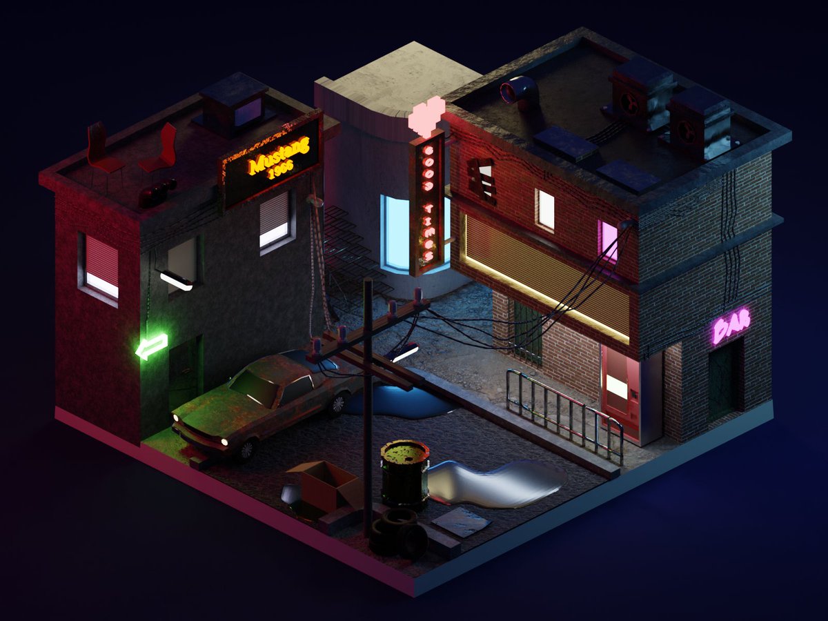 mammalhandss's tweet image. Cyberpunk Street/made w Blender #3db