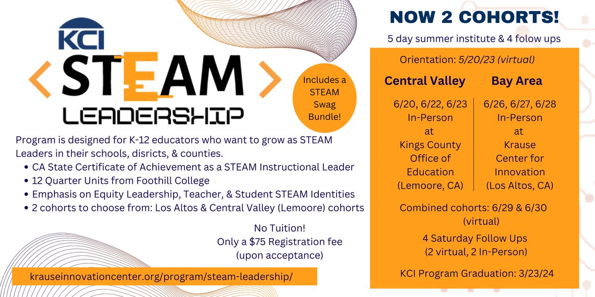 .@KrauseCenter in the 559? Looking to level up your STEAM game + get 12 qtr units for $75 reg fee? Join me @Cbustamante2222. lean into your STEAM Identity, & give Ss experiences, tap into their assets & grow their STEAM Identity! #STEAMMyselfAndI krauseinnovationcenter.org/program/steam-…