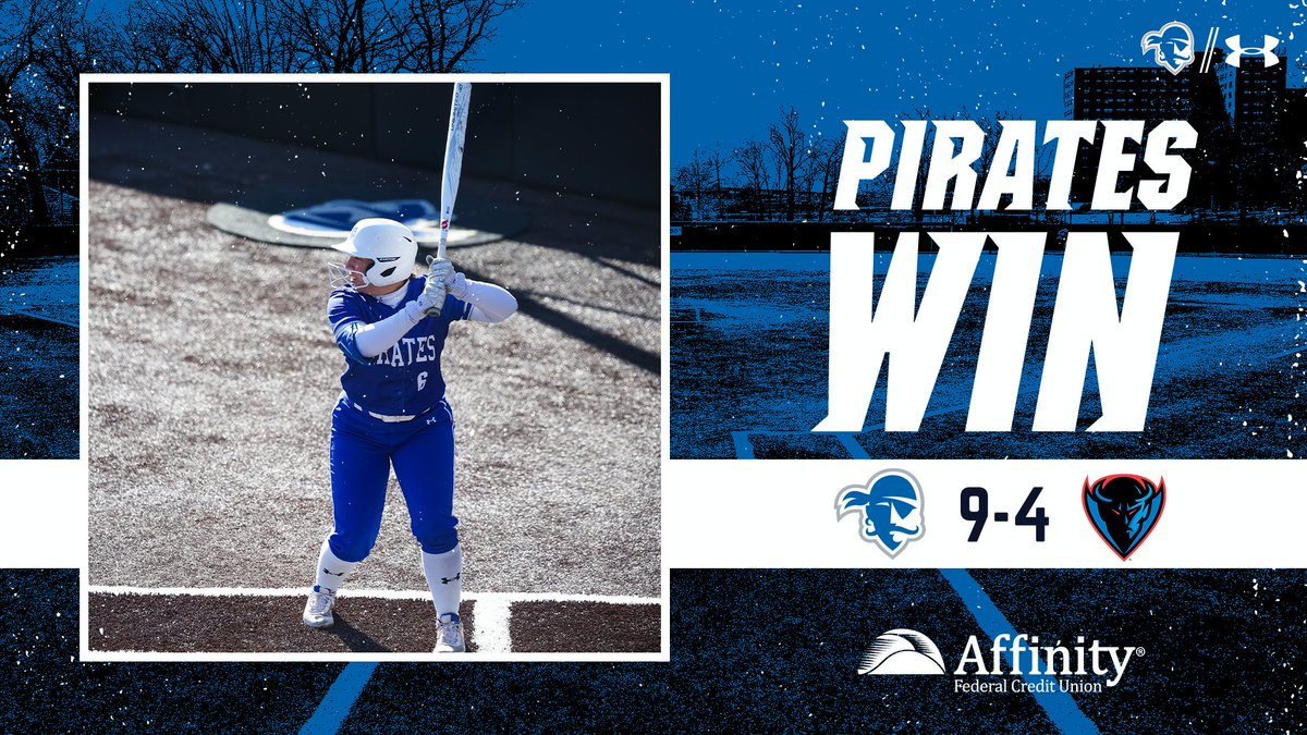 SHUSoftball's tweet photo. 𝐏𝐈𝐑𝐀𝐓𝐄𝐒 𝐖𝐖𝐖𝐖𝐖𝐈𝐍!

Make it five straight wins and 20 wins in our last 23 games! Lela Allen has a huge day going 3-for-4 with three RBI!

#HALLin🔵⚪ https://t.co/UpeEu9jPnn