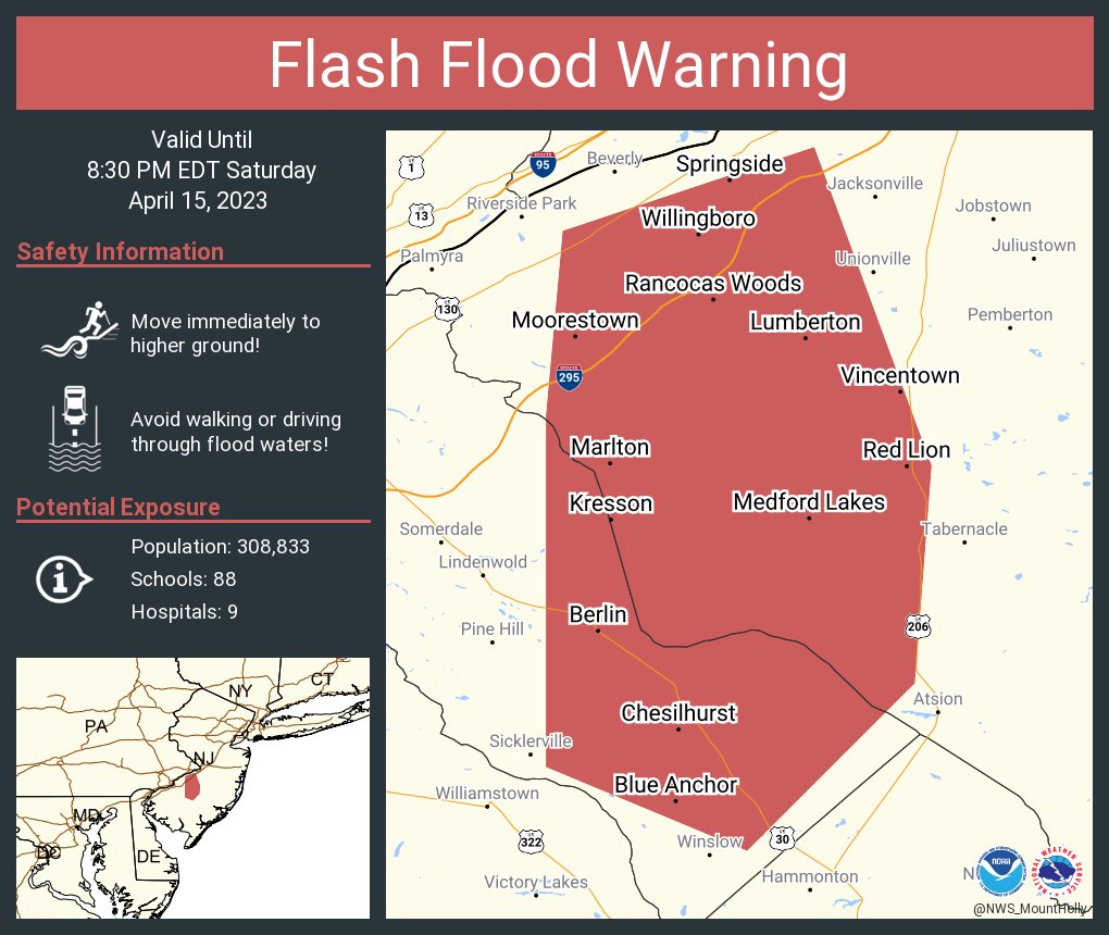 NWS Mount Holly on Twitter "Flash Flood Warning including Marlton NJ