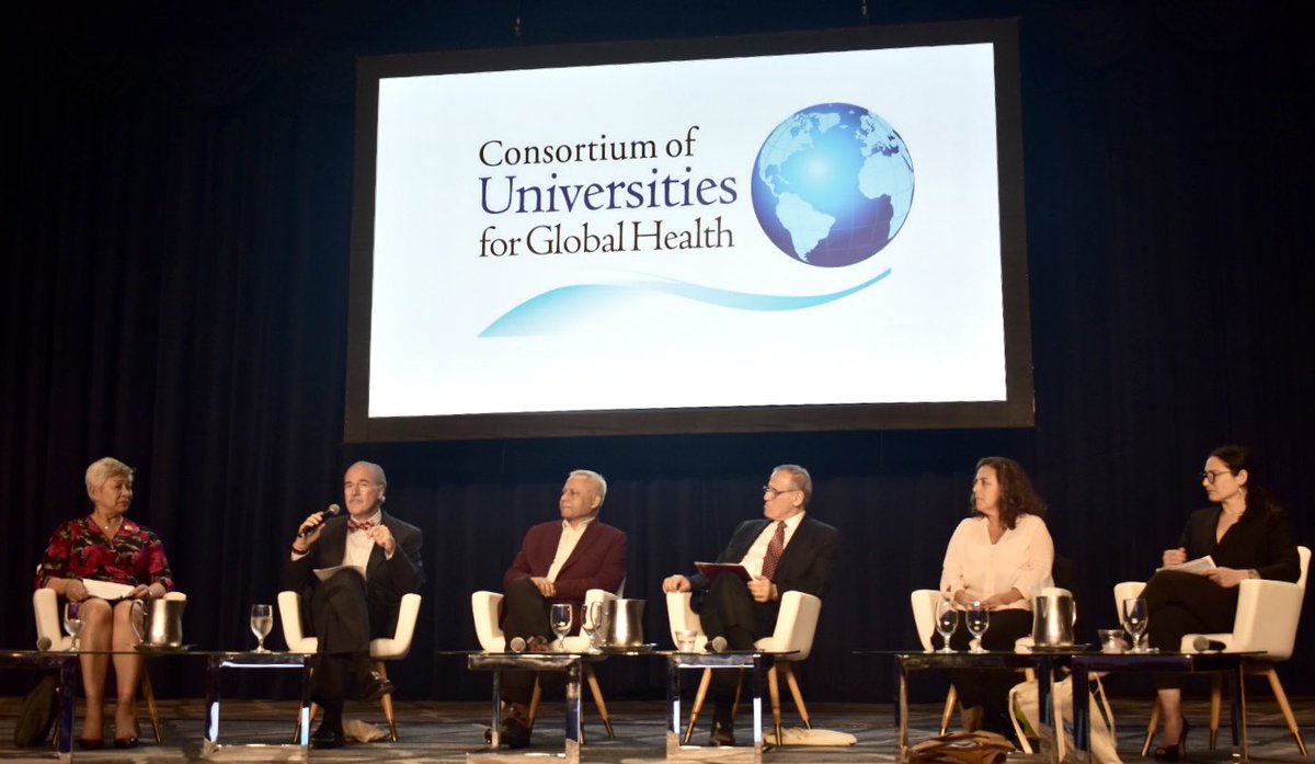 Wonderful plenary discussion today at #CUGH2023 covering the impact of everything from artificial intelligence, politics, funding issues to global health terminology and pandemic preparedness and much more as we reimagine #globalhealth for the future.