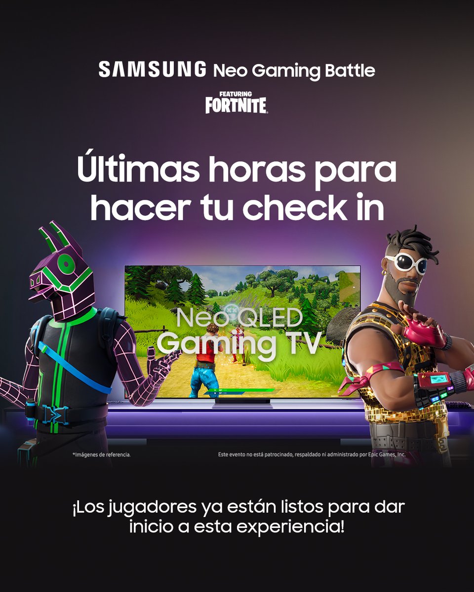 ¡Hoy empieza nuestro torneo de Fortnite #SamsungNeoGamingBattle y no se te puede pasar hacer tu Check-In ✅!

Muchos éxitos a todos los participantes ✊

#LVPcol