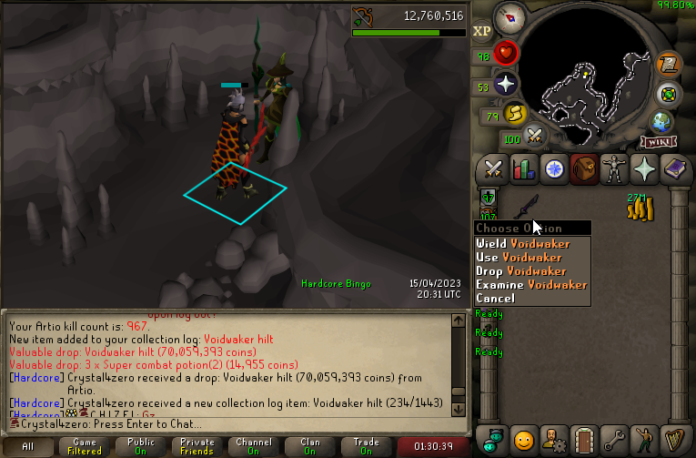 Did 39 kc Artio today. Got the Callisto pet and Voidwaker hilt