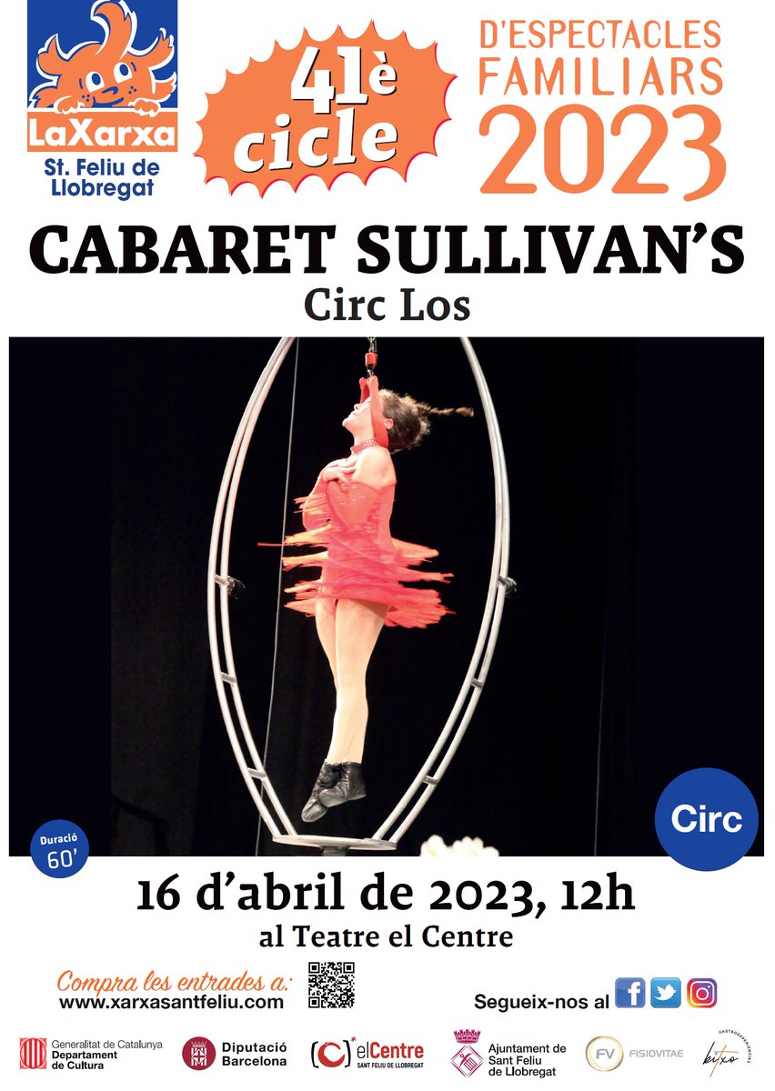 Feliç Dia Mundial del #Circ!! 🎪
Demà ho celebrem a #SantFeliu amb #CircLos al 41è cicle d'#espectaclesfamiliars!!
T'hi esperem!!
🎟️entrades.xarxasantfeliu.com