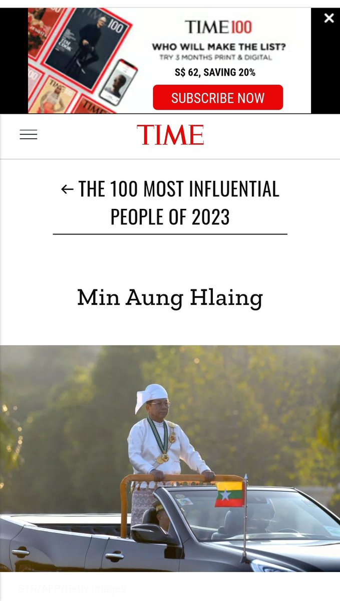 He can't even make his own coup successful or rule anything properly. How come was he considered one of the most influential people? In what way can he influence, whom? What does TIME really mean by featuring this terrorist-in-chief on the list, on a par with other honourees?