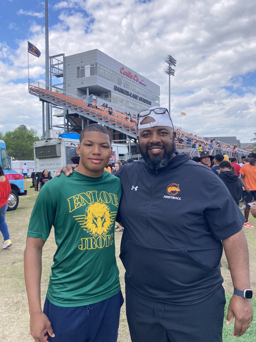 Thank you @GoCamelsFB for having me for todays spring game! Now onto prom @CUCoachDJAdams @EnloeHSFB