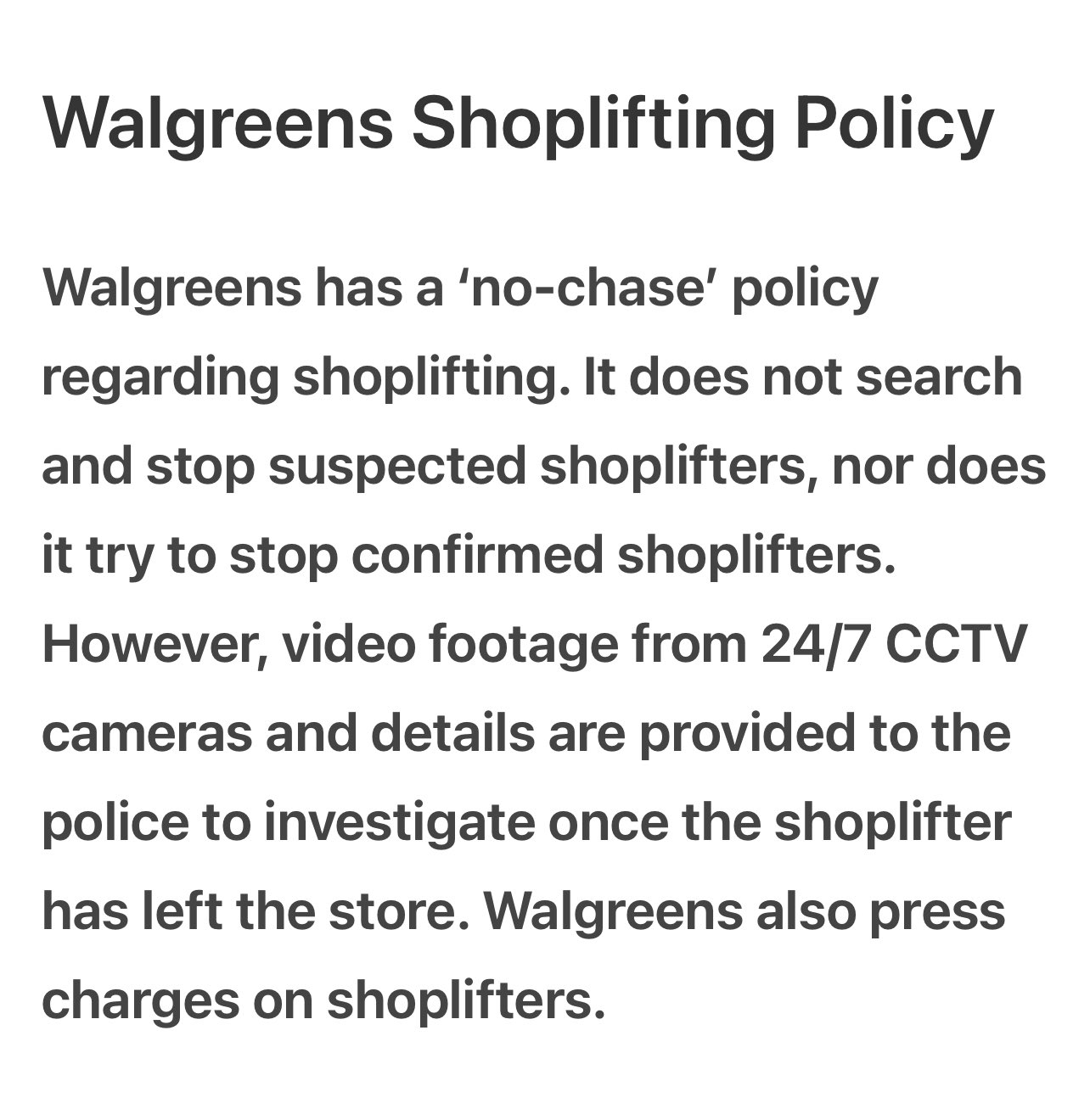 ¿Walgreens tiene una política sin persecución?