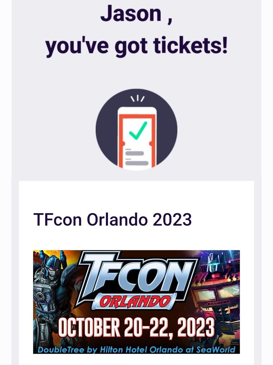 PatriotPrime73's tweet photo. Got my ticket
See you there.
#tfcon #conbros #transformers https://t.co/12J3k1jwPW