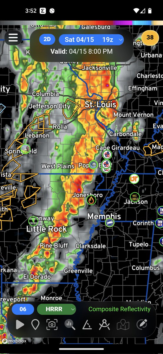 AdamsForArk's tweet photo. This is the HRRR at 800pm https://t.co/LK69WBiNvg