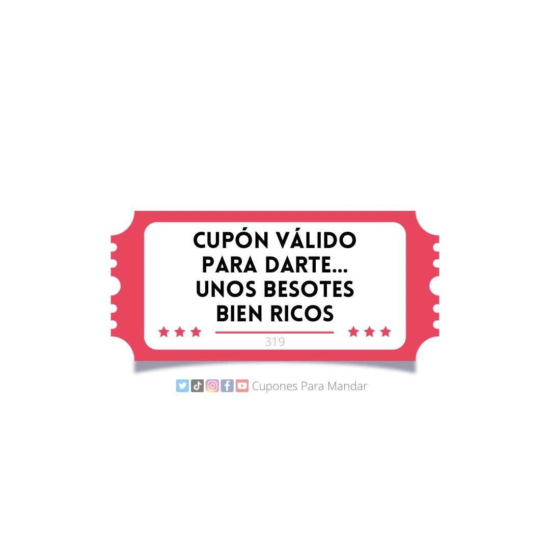 CuponesPaMandar's tweet photo. 🎟
.
#cuponesparamandar #cupones #cupón #cupónválido #cupónválidopor #cupónválidopara #mandarcupón #coupon #cuponero #Besarte #Besotes #DarteBesos #DarteBesotes #lalibesartemucho https://t.co/5aHULQBOP2
