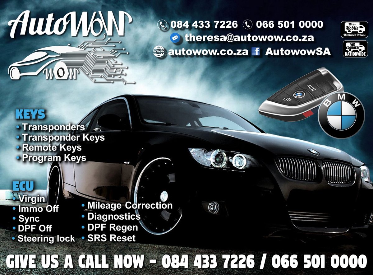 GorePrinting's tweet image. AutoWow Gauteng - BMW -VEHICLE KEY REPAIRS &amp;amp; REPLACEMENTS AND MORE. Log onto autowow.co.za 
Contact us on 0844337226 / 066 501 0000
or FB page
facebook.com/AutowowSA/

#autoWow #Keyreplacements #mileagecorrection  #Keyrepair #dpfoff   #BMW #airbagcontrol #GorePrinting
