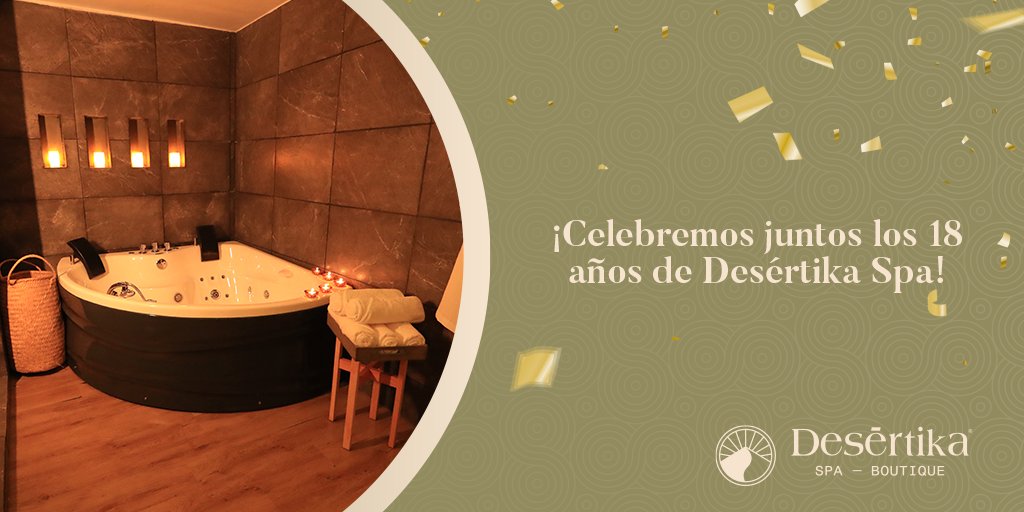 desertikaspa's tweet photo. Aprovecha la ocasión especial para visitarnos y experimentar por ti mismo todo lo que tenemos para ofrecerte.

Acude a una de nuestras 13 sucursales 👉 https://t.co/4W2tOVyuEj

#Desertikaspa #tranquility #mindbodysoul #renewaltime #spalife #healingjourney https://t.co/F5LW6X1OWg