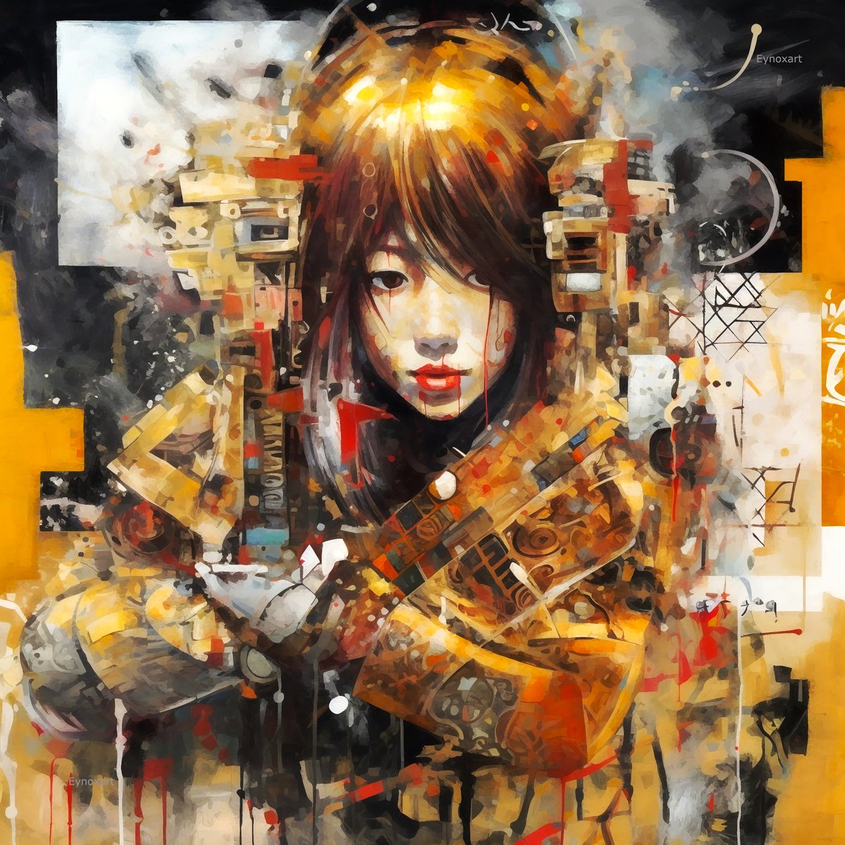 'Waterpixel Art' no.1⃣0⃣5⃣❤️
. 
#waterpixel #mixedmedia #deviantart #Aiart #art #digitalart #aiartcommunity #AIArtwork #samurai #samuraiart #japan #asia #abstract #female #portrait #modernart #yellow