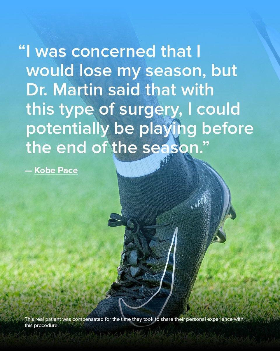 College running back <a href="/KobePace_/">Kobe Pace</a> is ready to hit the gridiron after he was sidelined midway through his junior year at <a href="/ClemsonUniv/">Clemson University</a> with a severe ankle sprain. Read Kobe's full recovery story: arthrex.info/418LcT2
