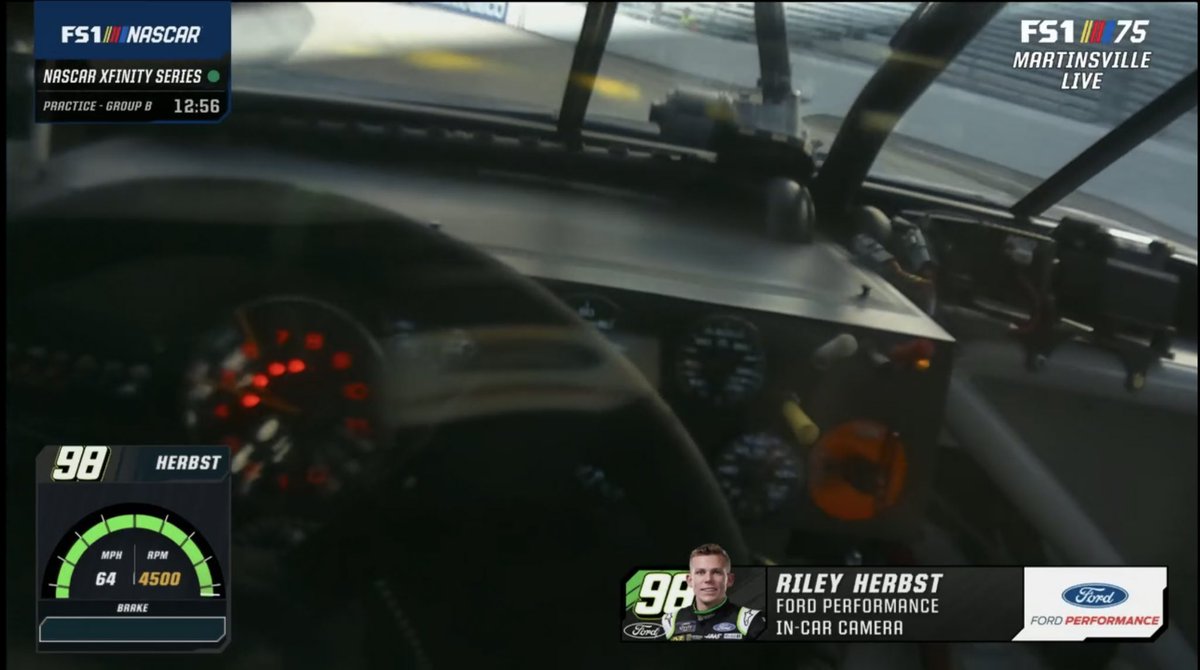 AndyVJeffers's tweet photo. The @Ford in-car camera will ride with @rileyherbst tonight at @MartinsvilleSwy in the #98 @MonsterEnergy @StewartHaasRcng Mustang. #DriversEye
7:30ET | @FS1 | #NASCAR75 https://t.co/G1f64UDrJ0