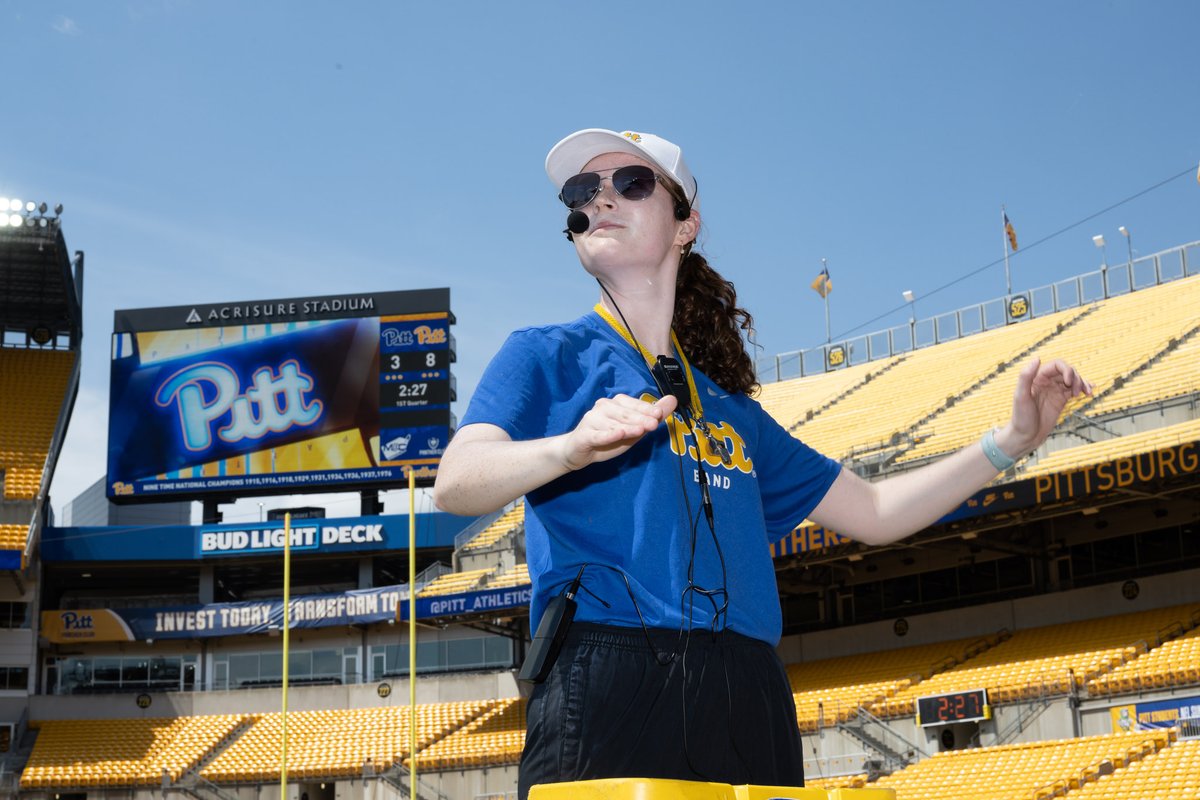 pittbandphoto's tweet photo. I photographed the @PittBand at the Spring Game today!  Here is our new Head Drum Major Courtney Sheridan.  @ACCChamps21 https://t.co/U5cA6S29P7