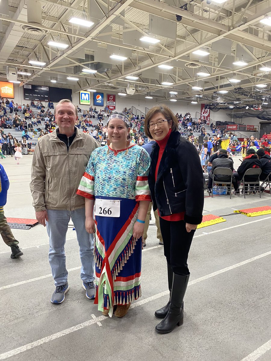 Dr. Caitlin Johnson in <a href="/EdLdshpMSUM/">EdLeadershipMSUM</a> was jingle dancing at the 32nd Annual Woodland &amp; High Plains Powwow at <a href="/MSUMoorhead/">Minnesota State Moorhead</a>. It was wonderful to celebrate your heritage with you today, Caitlin! 🐉❤️🐉