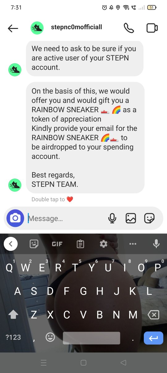 HolesRusty's tweet photo. @Stepnofficial @Barndog_Solana 
Is this real or some scam? https://t.co/8xSdye7FB9