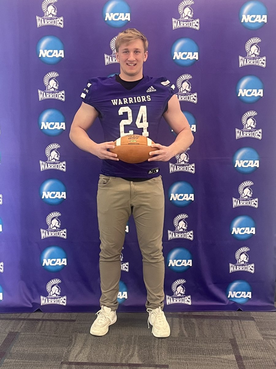 Had a great time at <a href="/WinonaState_FB/">Winona State Football</a> today! Thank you to <a href="/Coach_Spencer11/">Spencer Erickson</a> for the invite and all the coaches for their hospitality. <a href="/Plymouth_FB/">Panther Football</a>