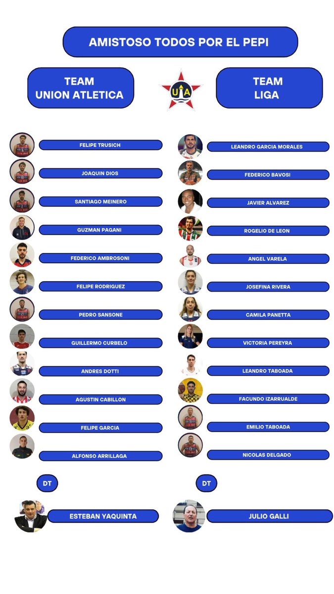 ¡Por si te quedaba alguna duda de que hacer mañana a partir de las 19:00hs, acá te dejamos los dos equipos que estarán jugando un amistoso a beneficio de Pepi! 🤩

¿Nos vemos ahí? 🤝

🎫 Las entradas podrán obtenerse en la boletería a partir de las 18:15hs

#TodosUnidosPorPepi