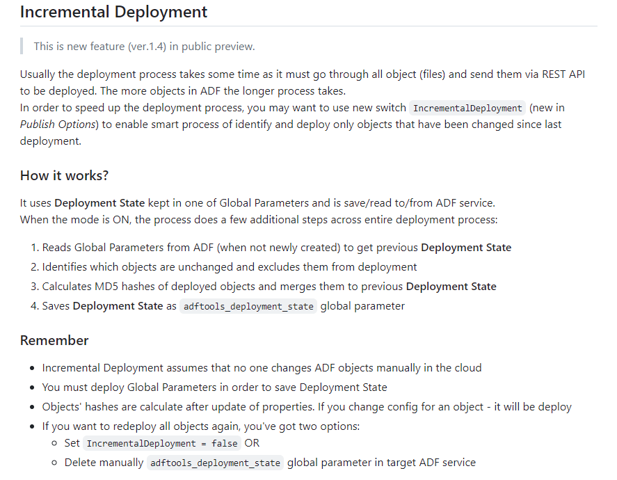 NowinskiK's tweet photo. ⭐️NEW feature: Incremental deployment in #adftools
available in preview ver.1.4.
📒 Check the doc: https://t.co/PakgryPWRw, 🚀install and test how it works for you: https://t.co/nlnqmCSgaH
@AzDataFactory #cicd #devops #mvpbuzz https://t.co/Okbbf6qaLY