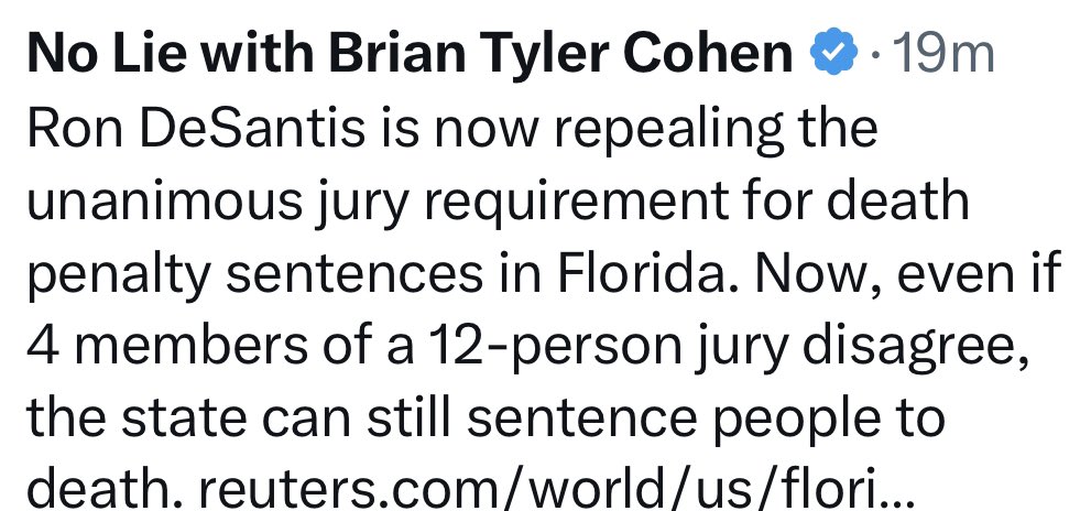 @NoLieWithBTC @Ninjamonkky A death penalty punishment shouldn’t be applied based on 66% of the jury vote.